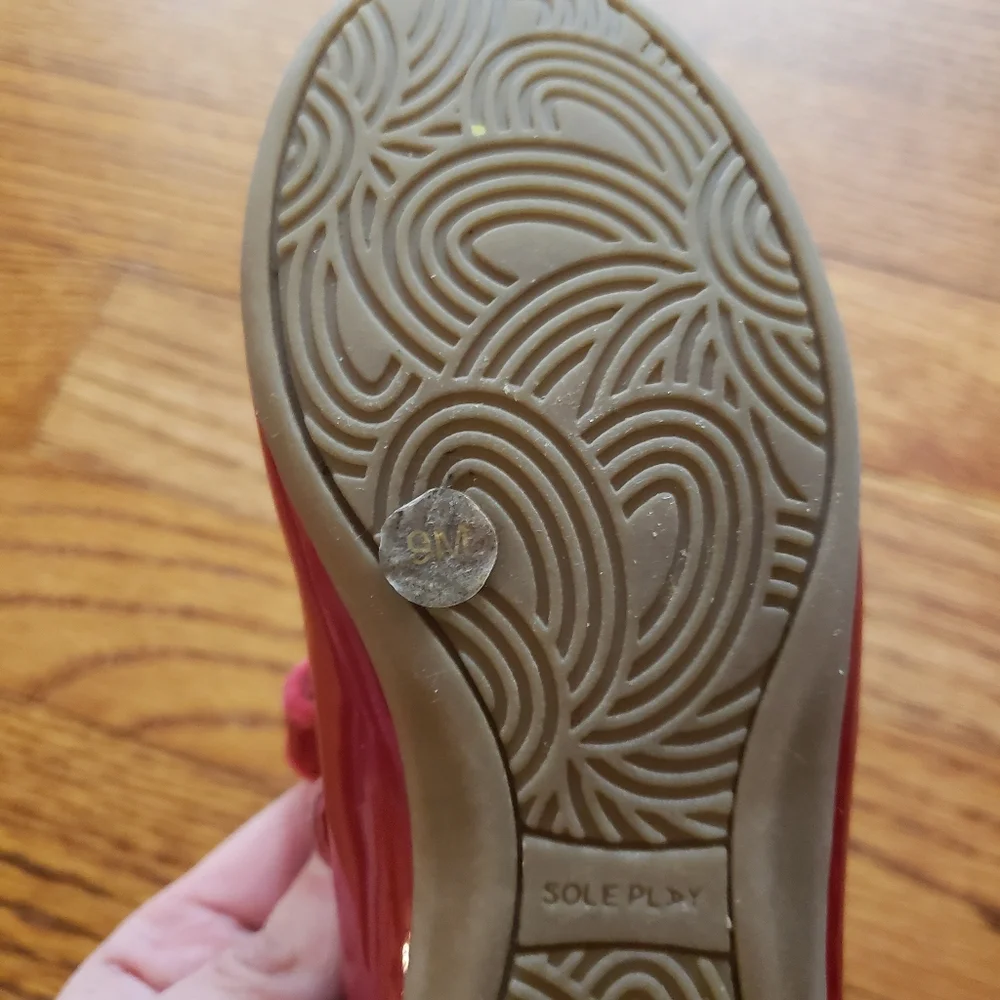 Sole Play Button Mary Jane Red Patent Shoes